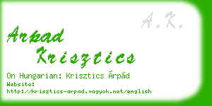 arpad krisztics business card